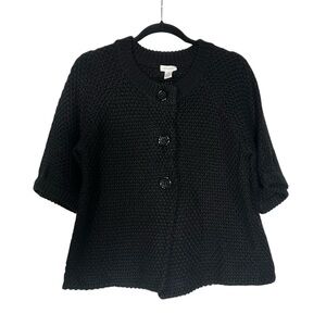 Chico’s Wool Blend Cardigan Knit Black Size 1 / Medium Half Sleeve Textured
